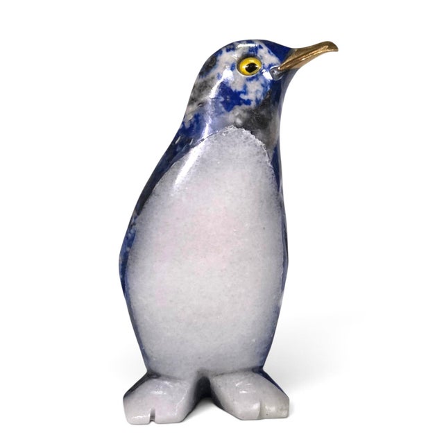 Miniature Hand Painted Penguin Figurine With Glass Eyes & Metal Beak 2.1" For Sale In San Francisco - Image 6 of 12