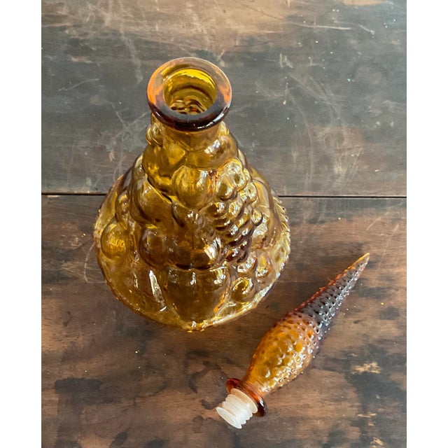 Glass Vintage Italian Empoli Amber Glass Decanter For Sale - Image 7 of 11