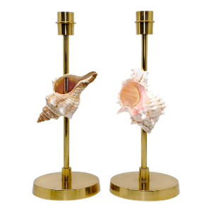 Brass Candlesticks Shells Pair