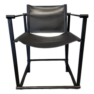 1990s Post Modern Black Leather and Metal Armchair #3 Attributed to Radbound Van Beekum for Pastoe For Sale