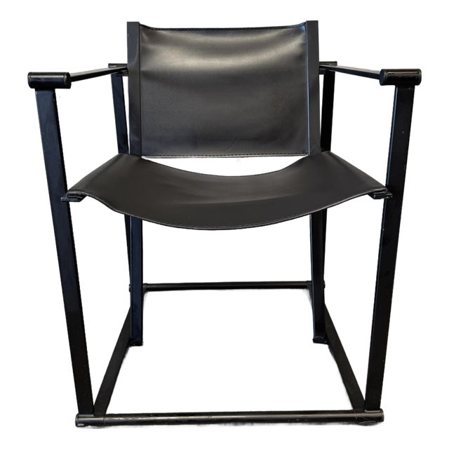 1990s Post Modern Black Leather and Metal Armchair #3 Attributed to Radbound Van Beekum for Pastoe For Sale