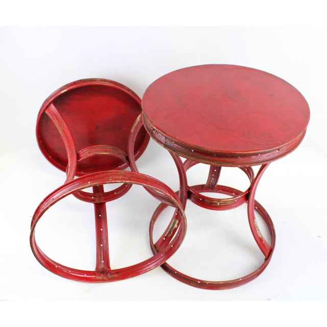 Metal Round Red Side Table For Sale - Image 7 of 10