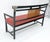 Mid-Century Modern Vintage Black Lacquer Red Upholstery Bench w/ Arms Slotted Back MINT For Sale - Image 3 of 11