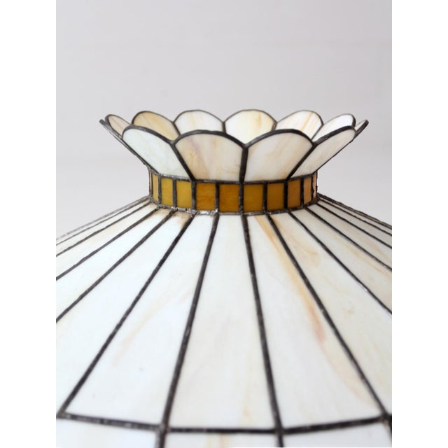 Vintage Tiffany-Style Stained Glass Hanging Light Shade For Sale - Image 12 of 12