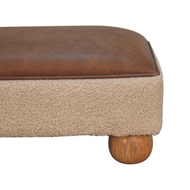 Solid Wood Upholstered Accent Stool For Sale - Image 4 of 7