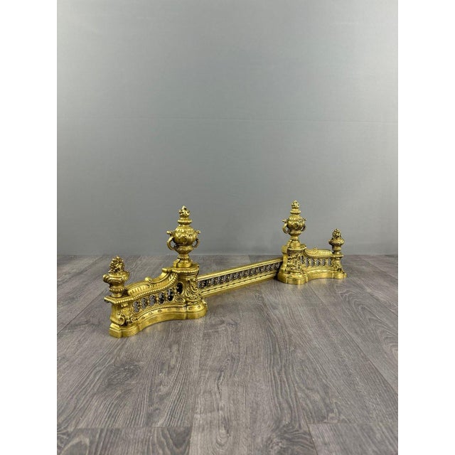 Late 19th Century Louis XVI Style Gilt Bronze Andirons, Set of 3 For Sale - Image 6 of 8