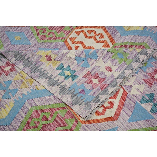 Afghan Maimana Flatweave Kilim Wool Rug, 6'8''x9'4'' For Sale - Image 4 of 4