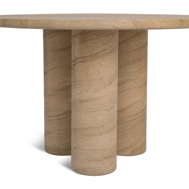 2020s Modern Beige Faux Stone Outdoor Dining Table For Sale - Image 5 of 6