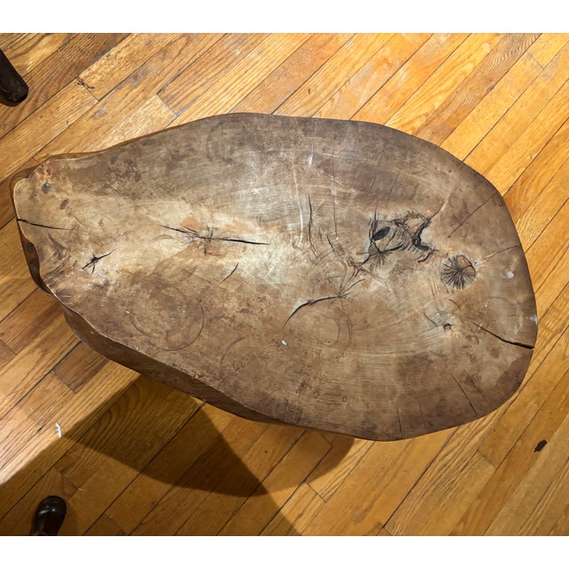 American Early 19th-Century American Primitivè Slab Bench/Low Table. Original Surface. For Sale - Image 3 of 5