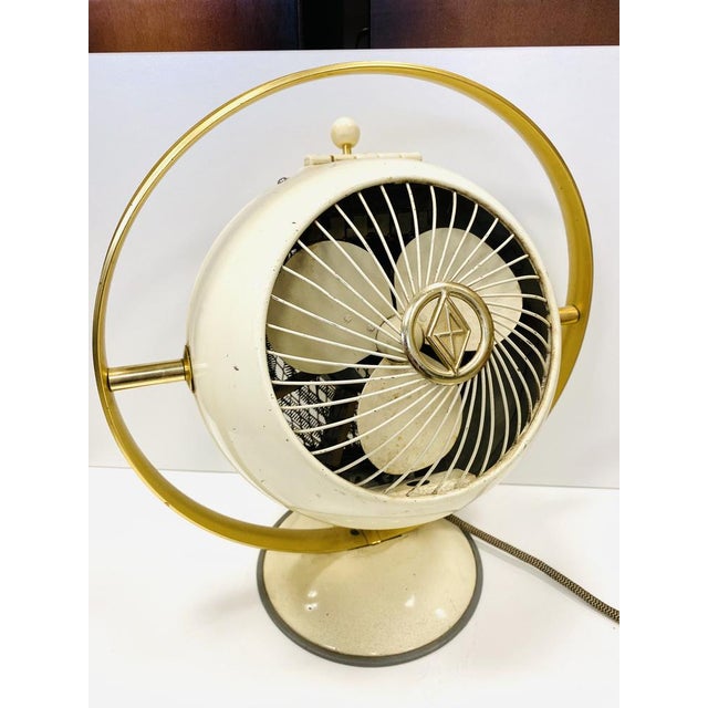 Cream White Fan by Prometheus, 1950s For Sale - Image 12 of 18