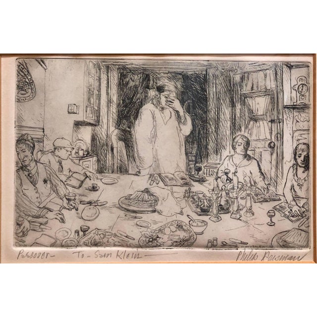 Philip Reisman, Judaica Etching Passover Seder Scene WPA Artist For Sale