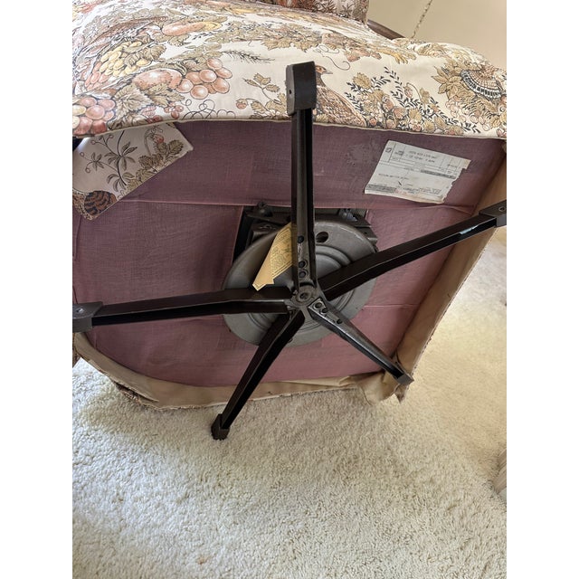 Tan Vintage Hickory Chair Floral Swivel Rocking Chair For Sale - Image 8 of 9