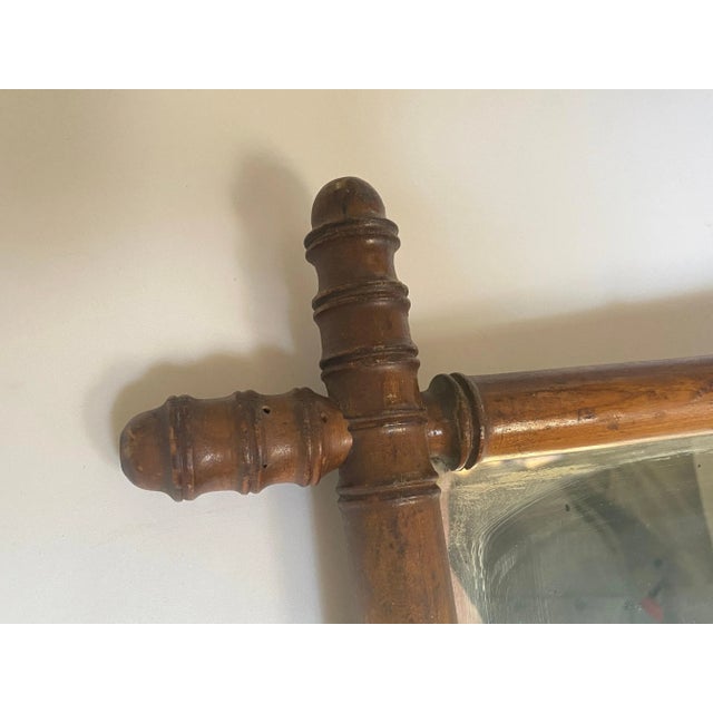 Wood Brown Faux Bamboo Mirror, France, 1940s For Sale - Image 7 of 10