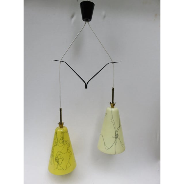 Yellow & Beige Fiberglass Shades Pendant, 1950s For Sale - Image 14 of 14