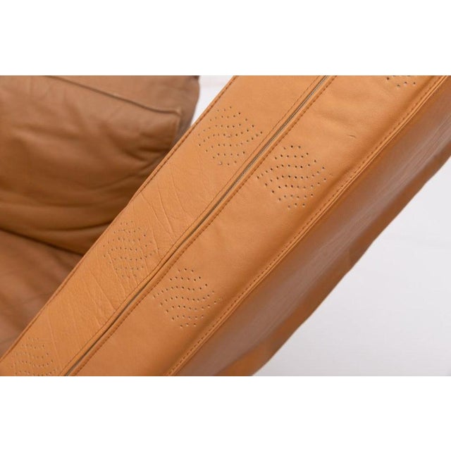 Italian Cognac Leather Club Armchairs, Set of 2 For Sale - Image 9 of 11