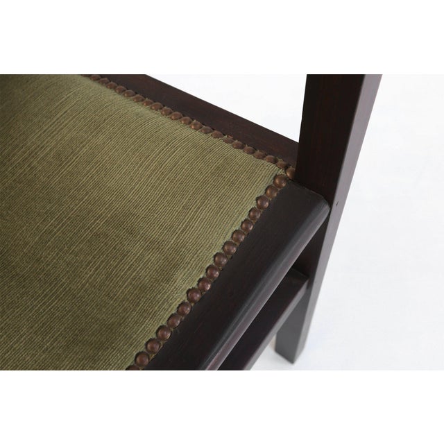 Art Deco Armchair in Black Lacquered Wood and Green Velvet, Belgium, 1930s For Sale - Image 10 of 13