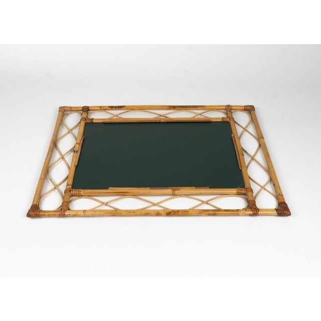 Mid-Century French Riviera Curved Bamboo and Rattan Wall Mirror, Italy, 1970s For Sale - Image 10 of 11