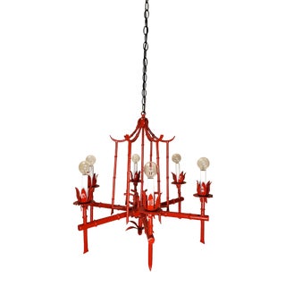 Vintage Red Pagoda Chandelier For Sale