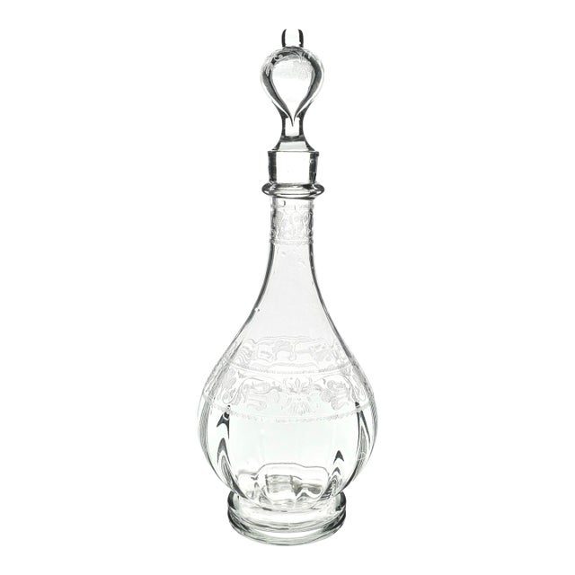 Baccarat “Fleur-De-Lys” Wheel-Engraved Decanter, Signed For Sale
