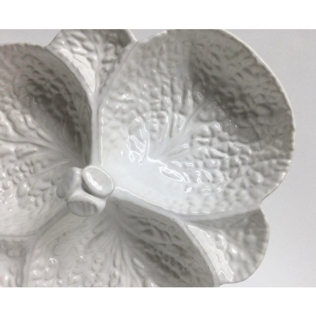 Ceramic Subtil Portugal Ceramic White Cabbage Design Divided Serving Bowl For Sale - Image 7 of 9