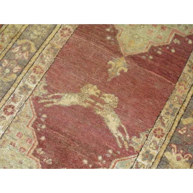 Early 21st Century Early 21st Century Soft Red Turkish Lion Pictorial Runner - 3'4" x 10'7" For Sale - Image 5 of 6