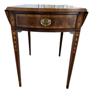 1980s Mahogany Hepplewhite Pembroke Table For Sale