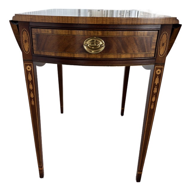 1980s Mahogany Hepplewhite Pembroke Table For Sale