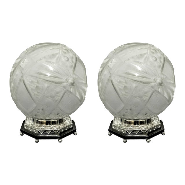 French Art Deco Table Lamps Signed by Muller Freres - a Pair For Sale