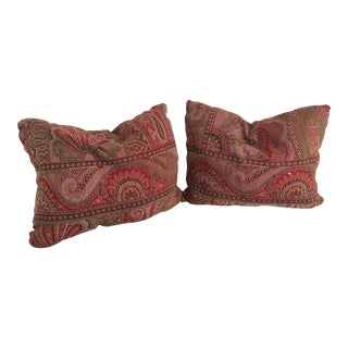 Pair of Paisley Pillows Made of Vintage French Paisley Fabric For Sale