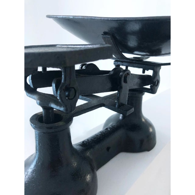 Vintage English Black Heavy Cast Iron Scale and Brass Weights - 3 Pieces For Sale - Image 4 of 10