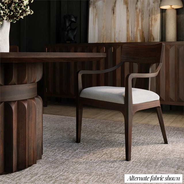 Mid‑Century Dining Armchair – Walnut Finish, Dark Green For Sale In Greensboro - Image 6 of 12