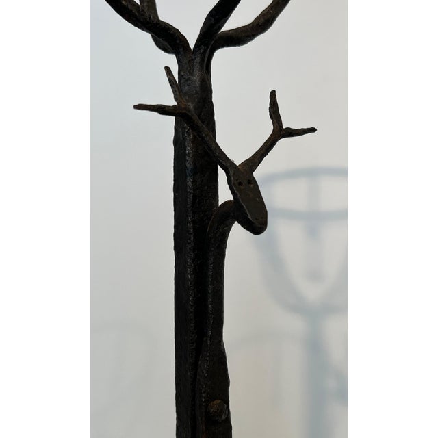 Black Important pair of wrought iron border andirons with deer heads For Sale - Image 8 of 12