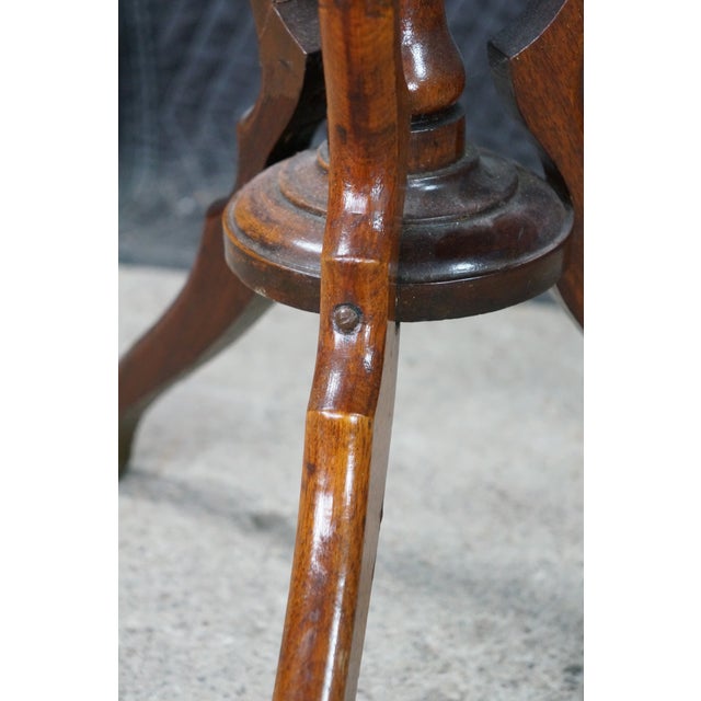 Antique Victorian Mahogany Round Plant Candle Stand Sculpture Pedestal Tripod For Sale - Image 6 of 15