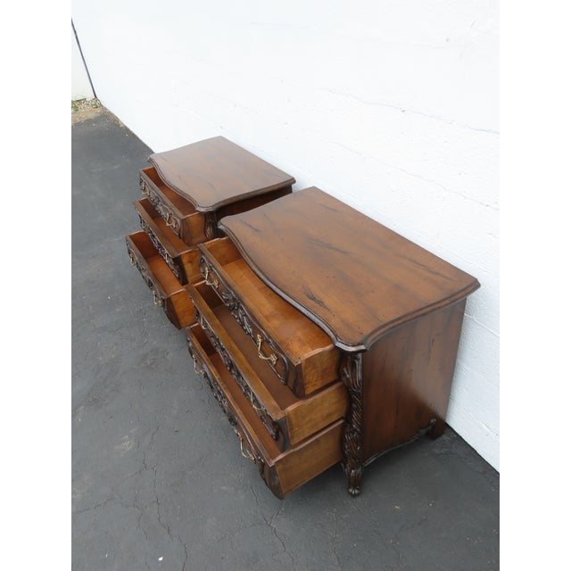 French Heavy Carved Large Nightstands Commodes Small Dressers Chests a Pair 6459 For Sale - Image 9 of 18