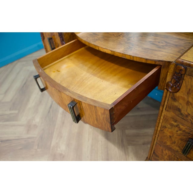 Wood Art Deco Walnut and Walnut Veneer Dressing Table, 1930s For Sale - Image 7 of 12
