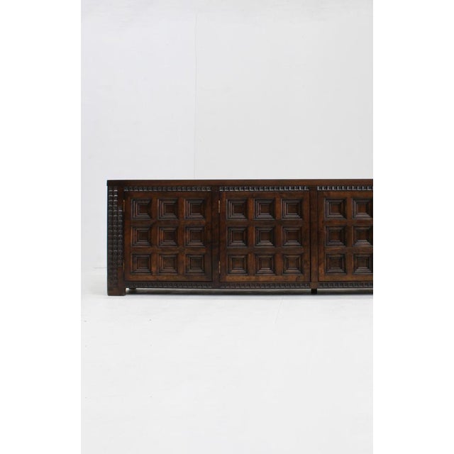 Spanish Brutalist Credenza in Wood, 1960s For Sale - Image 9 of 13