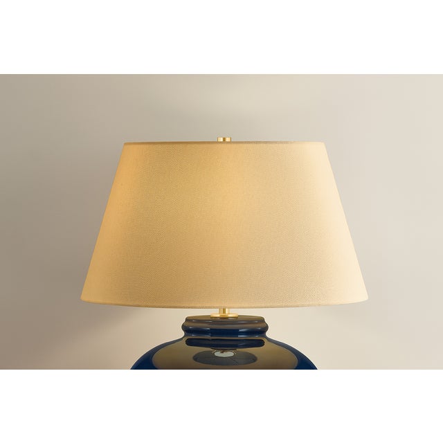 Hudson Valley Lighting Hudson Valley Lighting Moodus 20 in. 1 Light Table Lamp in Aged Brass and Ceramic Parrish Blue Finish For Sale - Image 4 of 11