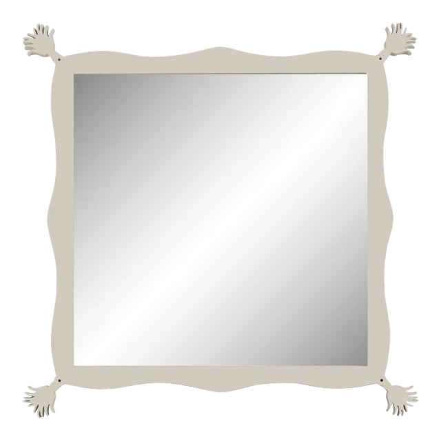 Fleur Home Carnival Iko Iko Square Mirror in Useful Gray, 45x45 For Sale