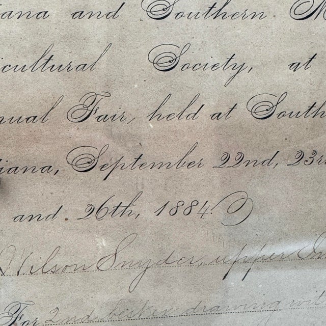 Late 19th Century 1884 Agricultural Fair Diploma Indiana Southern Michigan Americana For Sale - Image 5 of 12