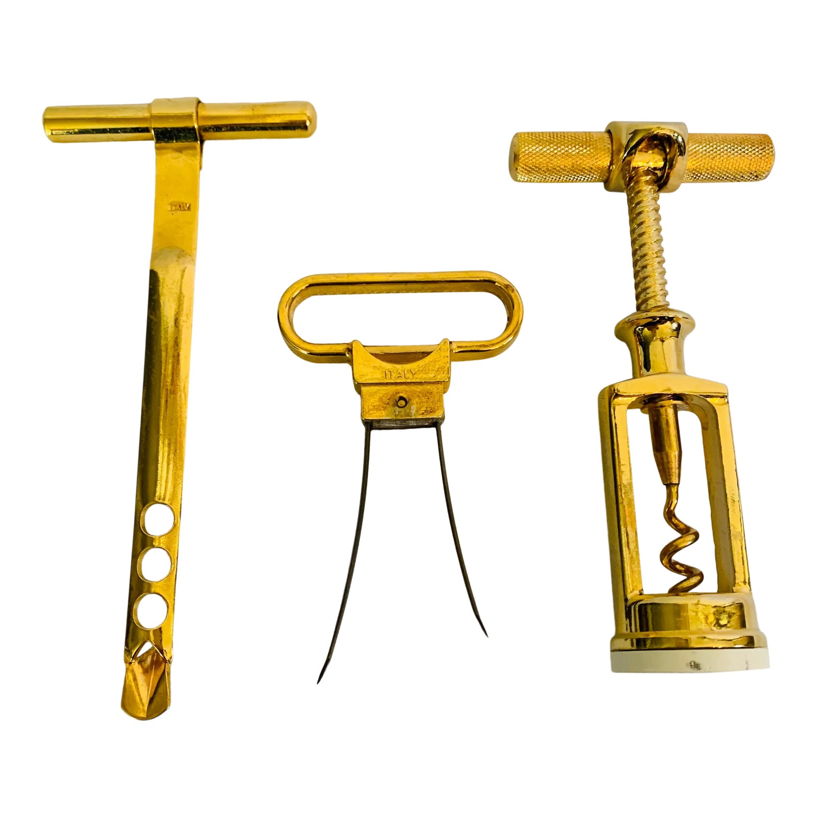 1960s The "Uncorkers Three" Vintage Bar Tool Set, Made in Italy Set