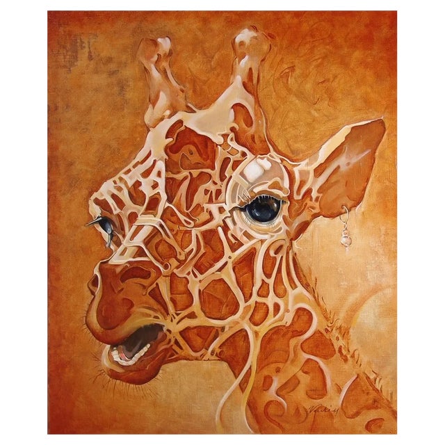 Vadim Kovalev, Giraffe, Oil on Canvas, 2021 For Sale