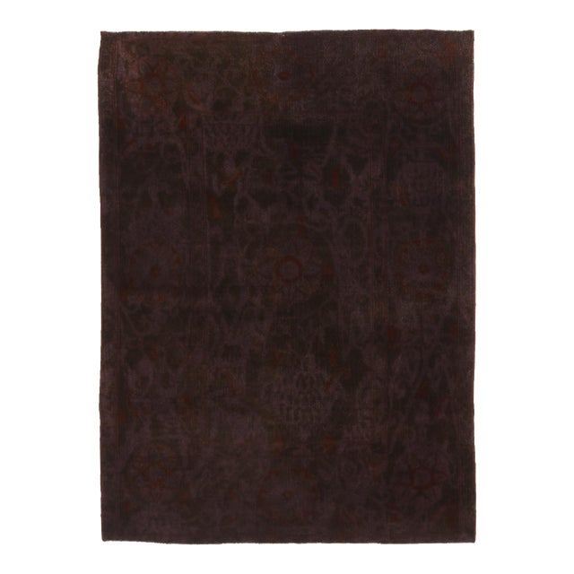 Rug & Kilim's Geometric Floral Deep Purple and Red Wool Rug For Sale