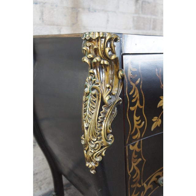 Early 21st Century French Louis XV Style Chinoiserie Serpentine Bombe Commode Chest of Drawers For Sale - Image 5 of 12