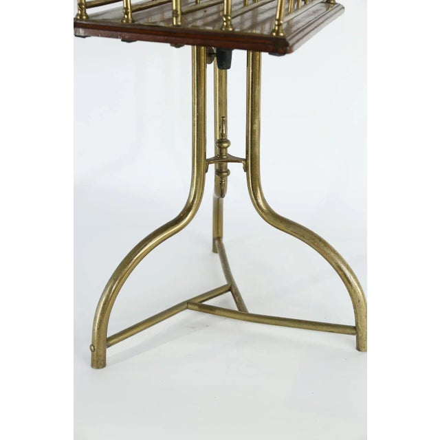 Wood Antique Brass and Mahogany Magazine Holder For Sale - Image 7 of 8