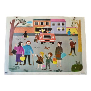 French School Poster of the Bus For Sale
