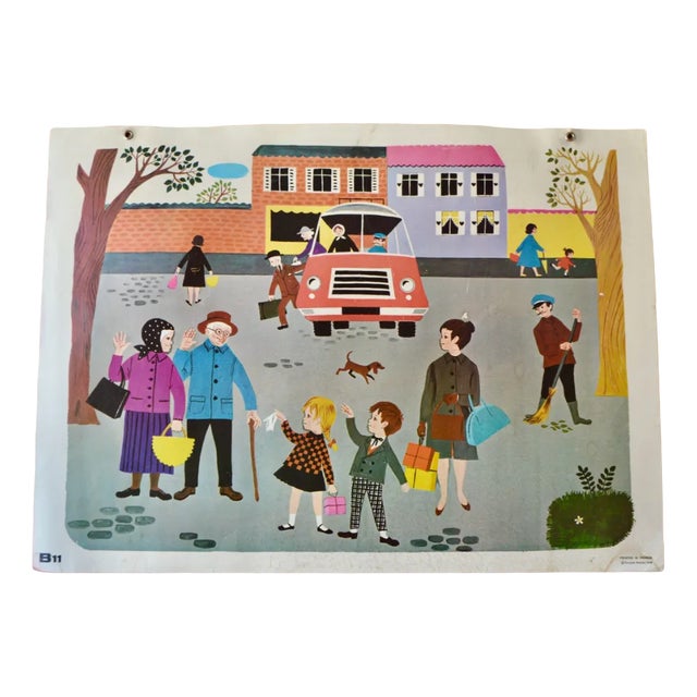 French School Poster of the Bus For Sale