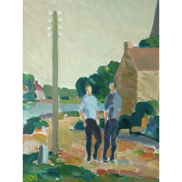 Mid-Century Modern 'Afternoon Stroll' Vintage Street Scene Landscape Oil Painting by Swedish Artist Eric Elfvén (1921–2008), Framed For Sale - Image 10 of 12