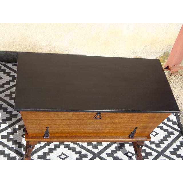 Wood Bin-Shaped Cabinet on Wheels, 1980s For Sale - Image 7 of 18