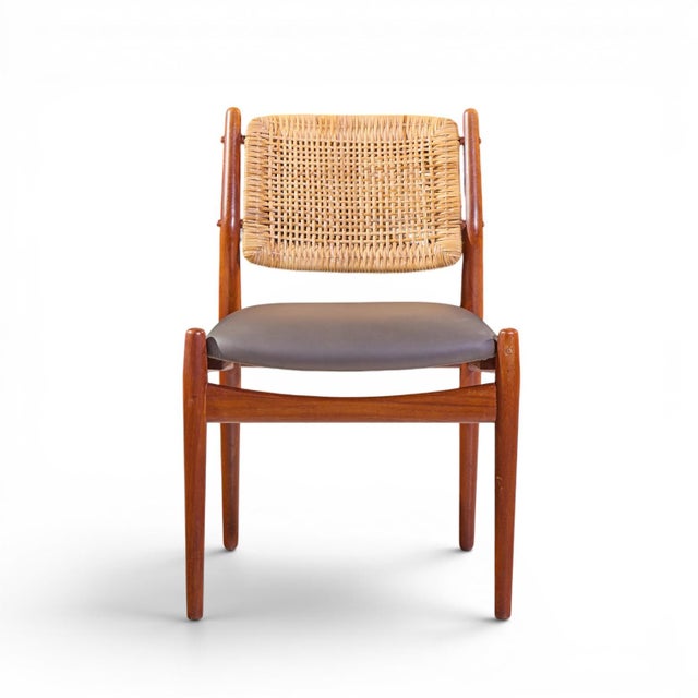 Mid 20th Century Arne Vodder for Sibast Model 51 Mid Century Danish Teak and Cane Dining Chairs - Set of 6 For Sale - Image 5 of 17