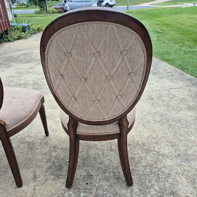 Brown Hooker Furniture Oversized Louis XVI Tufted Oval Back Side Chairs, a Pair For Sale - Image 8 of 12
